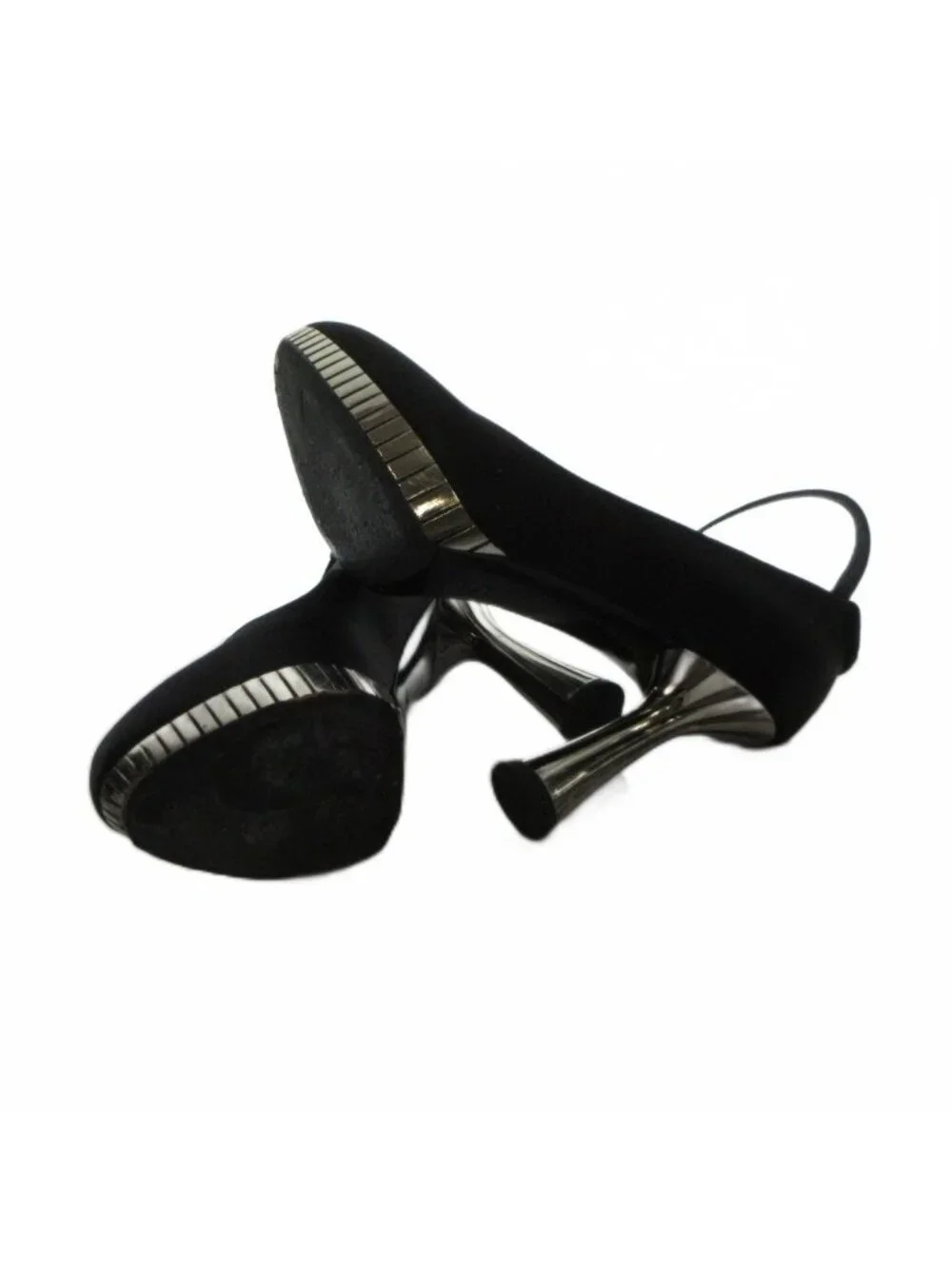 Chanel Pumps High Heels Suede Logo Black